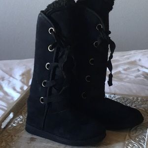 Tall shearling lace up boots